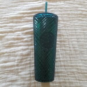 Starbucks | Winter Holiday Emerald Green Jeweled Plastic Tumbler